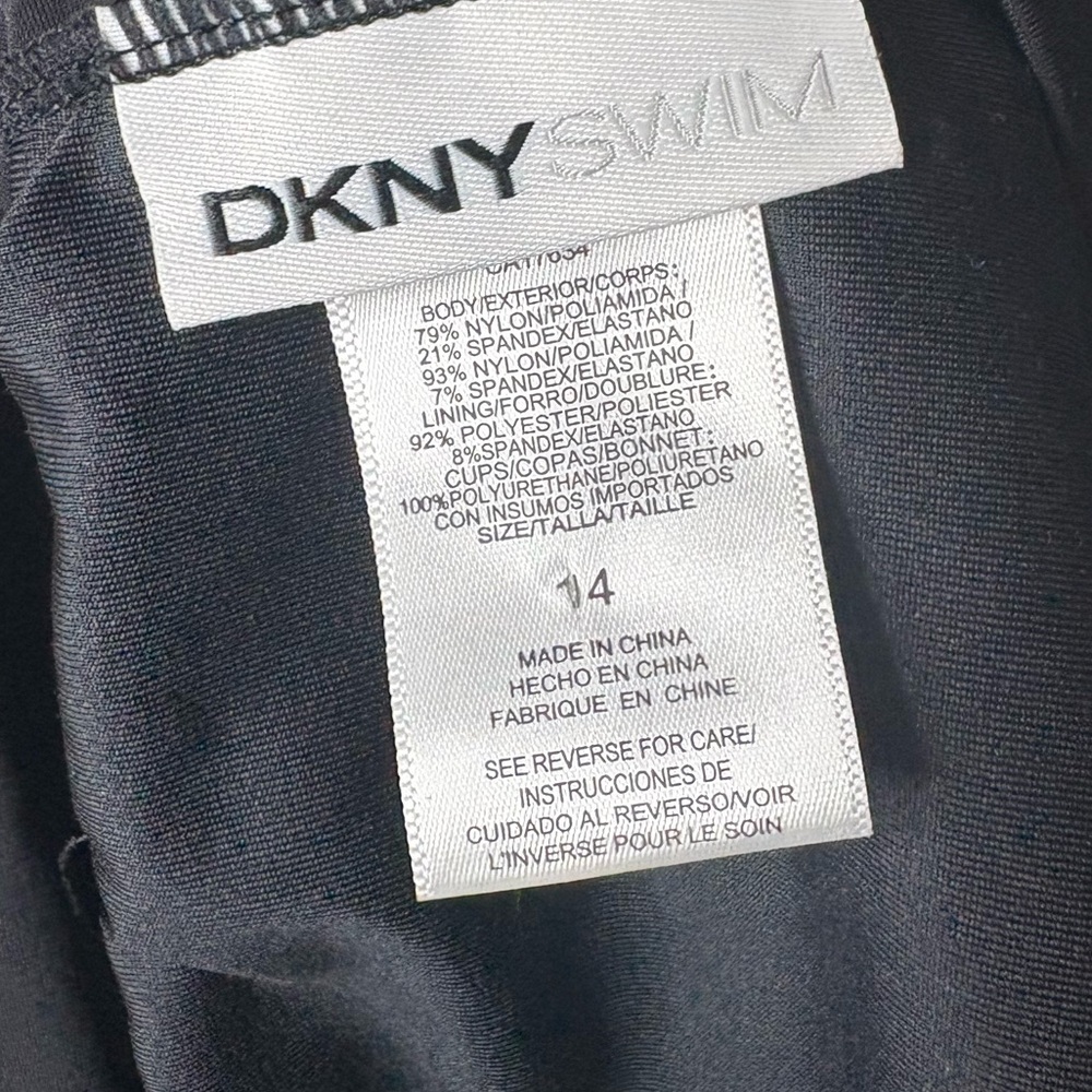 DKNY Black Mesh Panel One Piece Swimsuit | Size 14 | Chic Cutout - Picture 7 of 9